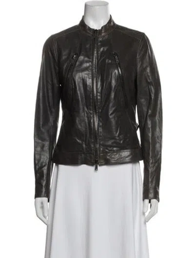 Pre-owned Vince Leather Biker Jacket In White