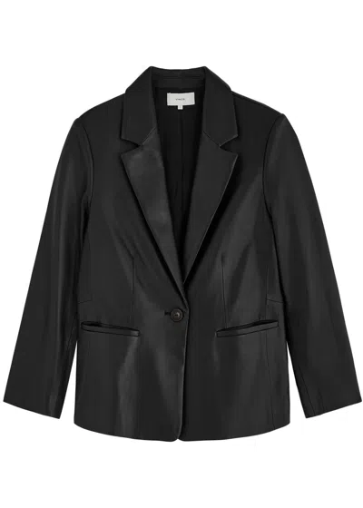 Vince Leather Blazer In Black