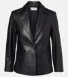 Vince Leather Blazer In Black