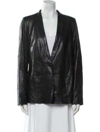 Pre-owned Vince Leather Blazer In Black