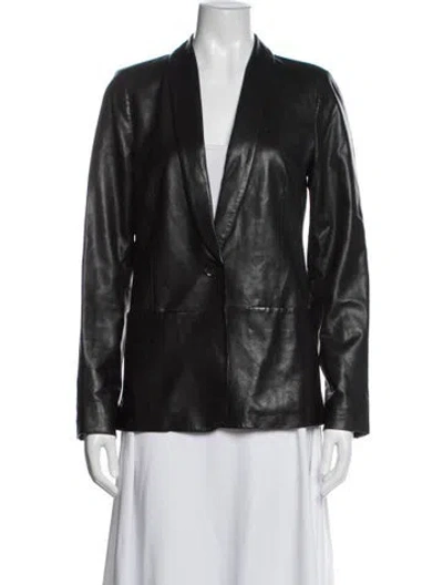 Pre-owned Vince Leather Blazer In Black