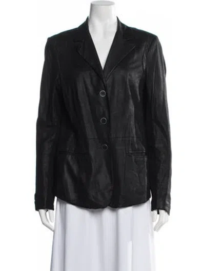 Pre-owned Vince Leather Blazer In Black