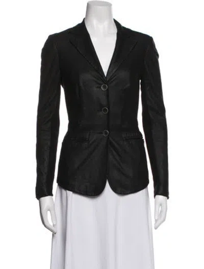 Pre-owned Vince Leather Blazer In Black