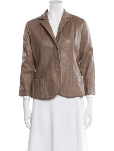 Pre-owned Vince Leather Blazer In Brown