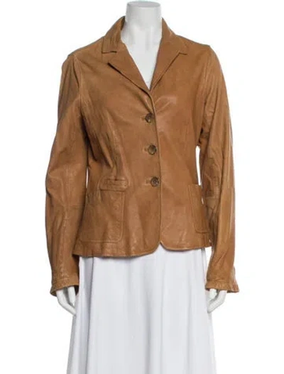 Pre-owned Vince Leather Blazer In Brown