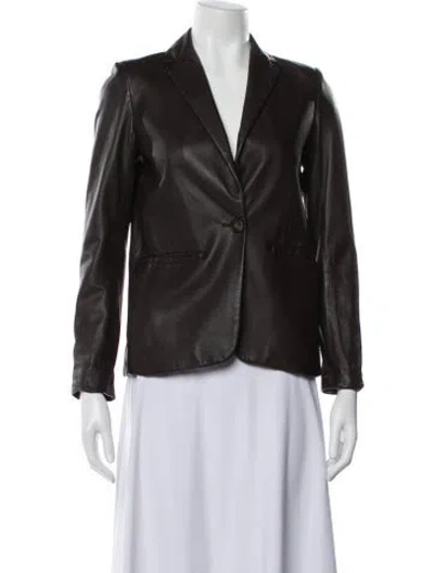 Pre-owned Vince Leather Blazer In Brown