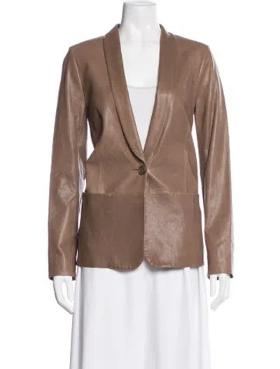 Pre-owned Vince Leather Blazer In Brown
