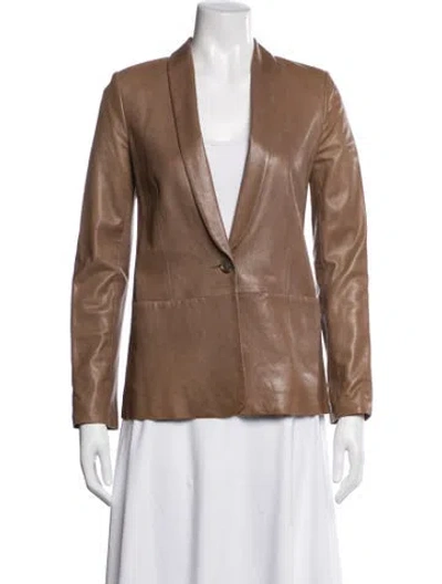 Pre-owned Vince Leather Blazer In Brown