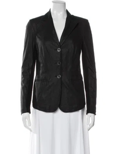 Pre-owned Vince Leather Blazer In Gray