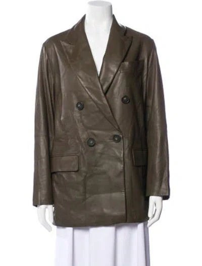 Pre-owned Vince Leather Blazer W/ Tags In Brown