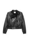 Vince Leather Bomber Jacket In Black