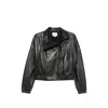 Vince Leather Bomber Jacket In Black