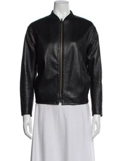 Pre-owned Vince Leather Bomber Jacket In Black