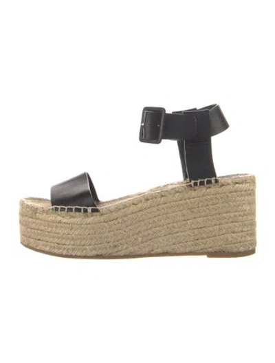 Pre-owned Vince Leather Braided Accents Espadrilles In Black