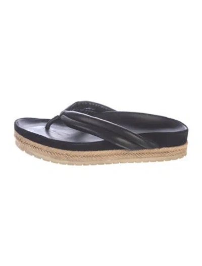 Pre-owned Vince Leather Braided Accents Espadrilles In Black