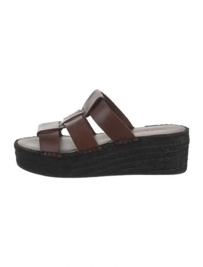 Pre-owned Vince Leather Braided Accents Espadrilles In Brown
