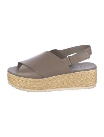 Pre-owned Vince Leather Braided Accents Espadrilles In Gray