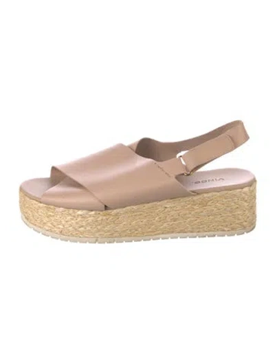 Pre-owned Vince Leather Braided Accents Espadrilles In Neutral