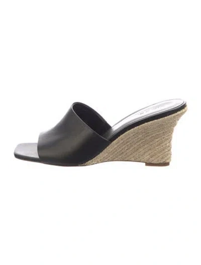 Pre-owned Vince Leather Braided Accents Slides In Black