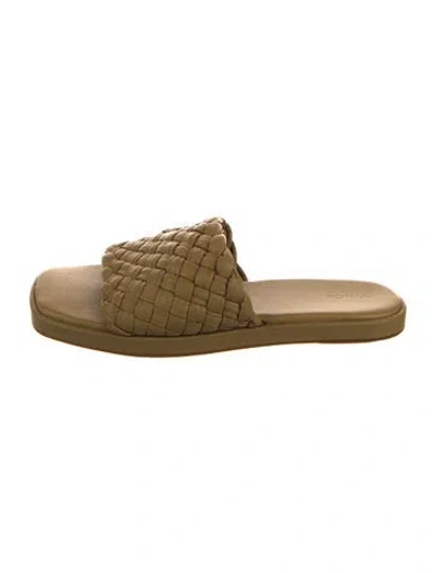 Pre-owned Vince Leather Braided Accents Slides In Yellow