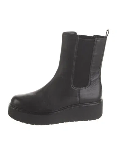 Pre-owned Vince Leather Chelsea Boots In Black