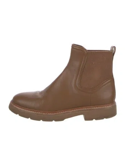 Pre-owned Vince Leather Chelsea Boots In Brown