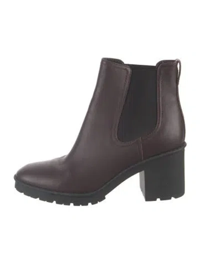 Pre-owned Vince Leather Chelsea Boots In Burgundy