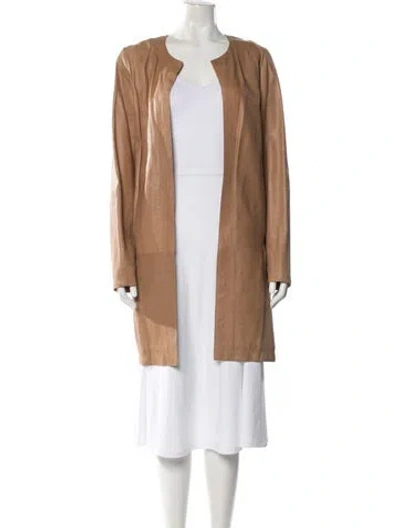 Pre-owned Vince Leather Coat In Neutral