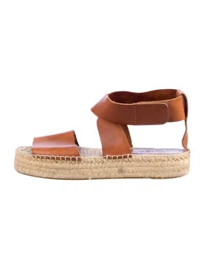 Pre-owned Vince Leather Colorblock Pattern Espadrilles In Brown