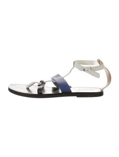 Pre-owned Vince Leather Colorblock Pattern Gladiator Sandals In Black