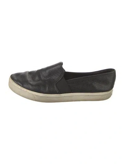 Pre-owned Vince Leather Colorblock Pattern Loafers In Black