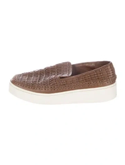 Pre-owned Vince Leather Colorblock Pattern Loafers In Brown