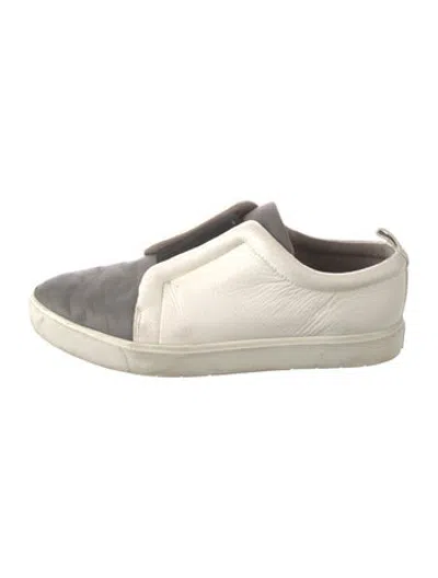 Pre-owned Vince Leather Colorblock Pattern Loafers In Grey