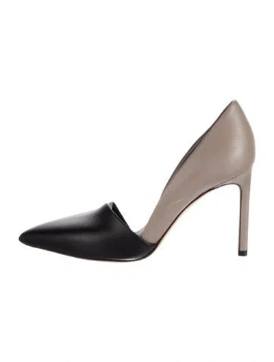 Pre-owned Vince Leather Colorblock Pattern Pumps In Black/grey