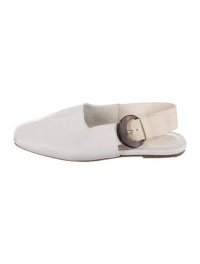 Pre-owned Vince Leather Colorblock Pattern Slingback Flats In White