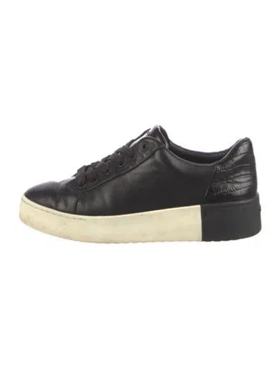 Pre-owned Vince Leather Colorblock Pattern Sneakers In Black