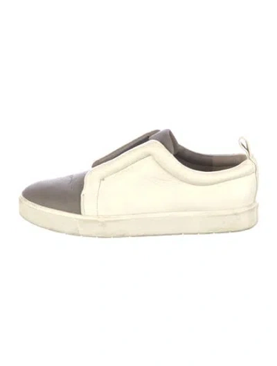 Pre-owned Vince Leather Colorblock Pattern Sneakers In Neutral