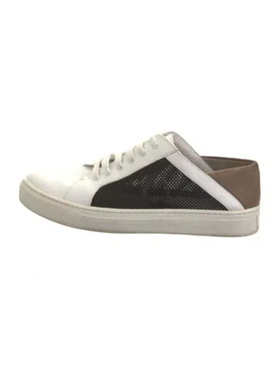 Pre-owned Vince Leather Colorblock Pattern Sneakers In White