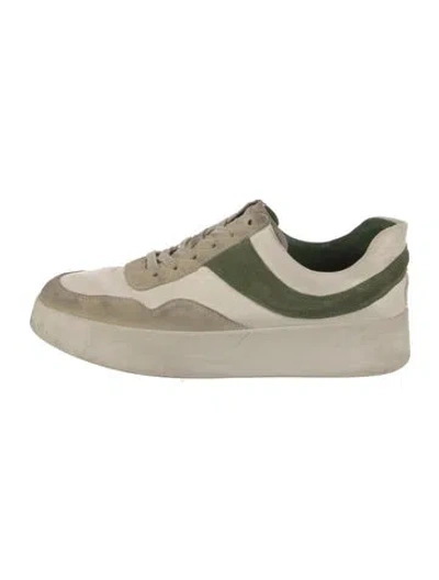 Pre-owned Vince Leather Colorblock Pattern Sneakers In White