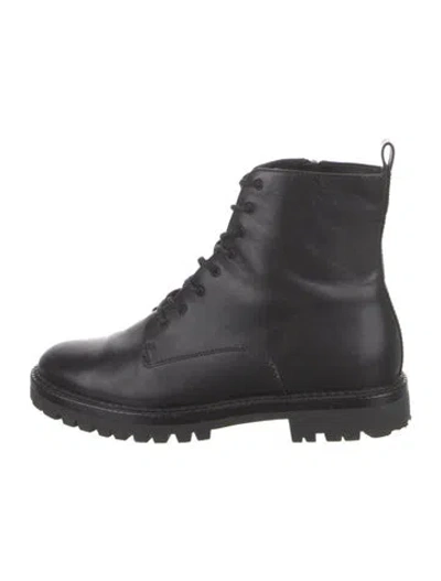 Pre-owned Vince Leather Combat Boots In Black
