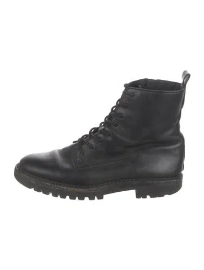 Pre-owned Vince Leather Combat Boots In Black