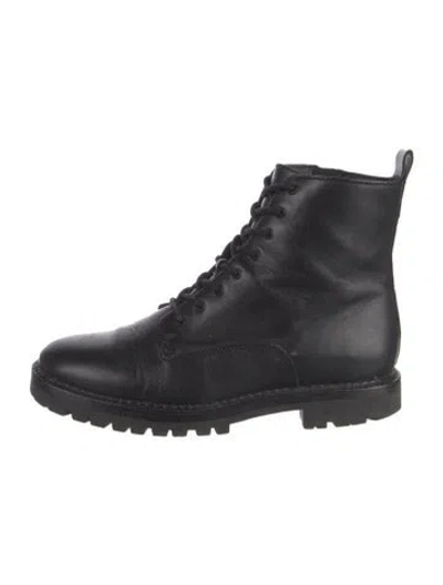 Pre-owned Vince Leather Combat Boots In Black