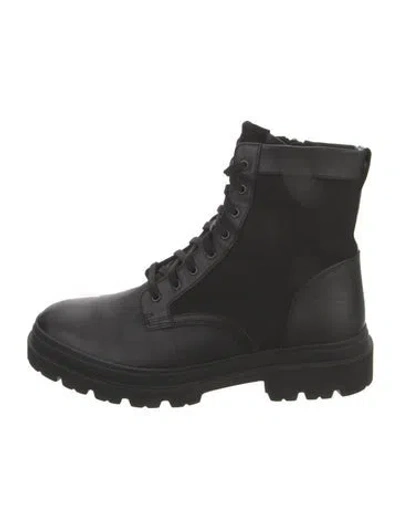 Pre-owned Vince Leather Combat Boots In Black