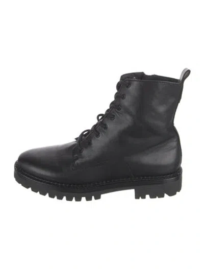 Pre-owned Vince Leather Combat Boots In Black