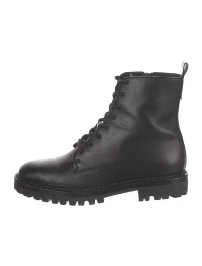 Pre-owned Vince Leather Combat Boots In Black