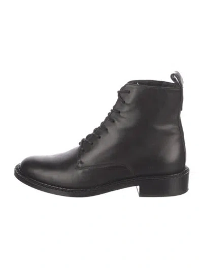 Pre-owned Vince Leather Combat Boots In Black