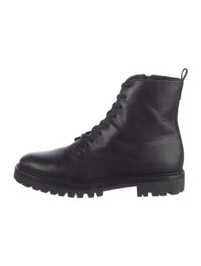 Pre-owned Vince Leather Combat Boots In Black