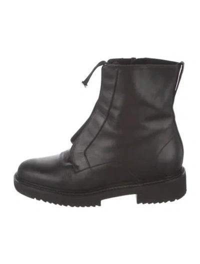 Pre-owned Vince Leather Combat Boots In Black