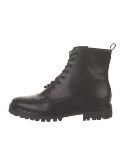 Pre-owned Vince Leather Combat Boots In Black