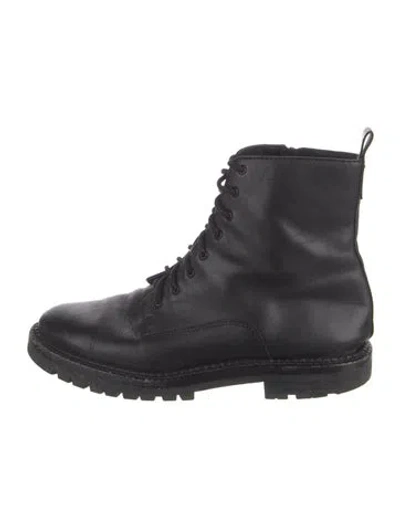Pre-owned Vince Leather Combat Boots In Black